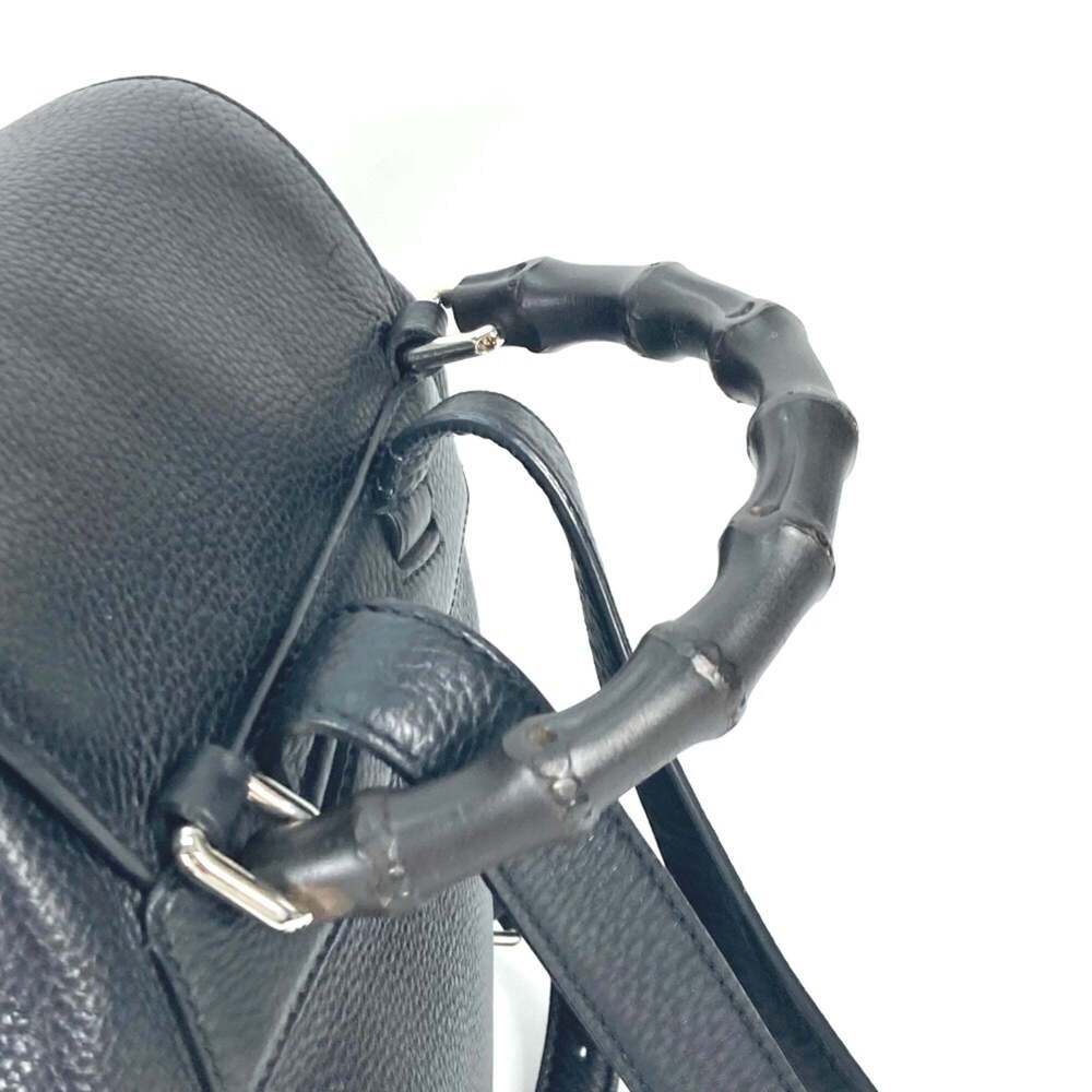 GUCCI Authentic Black Leather Bamboo Backpack - Picture 5 of 16
